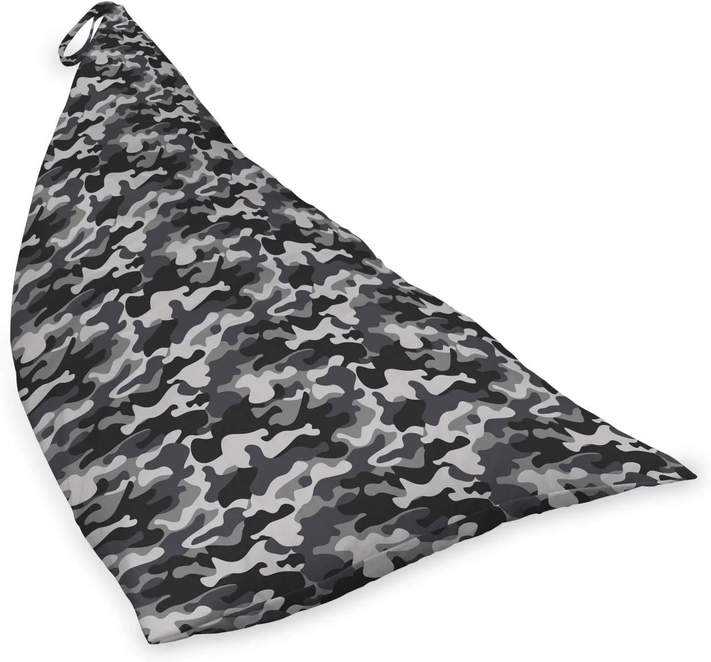Lunarable Camo Print Lounger Chair Bag, Grayscale Abstract Camouflage Demonstration Repetition of Stains, High Capacity Storage with Handle Container, Lounger Size, Dark Green and Pale Grey