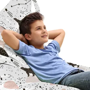 Lunarable Constellation Lounger Chair Bag, Polar Bear Silhouettes Boulders with Stars on Abstract Background, High Capacity Storage with Handle Container, Lounger Size, Beige Tan Dark Taupe