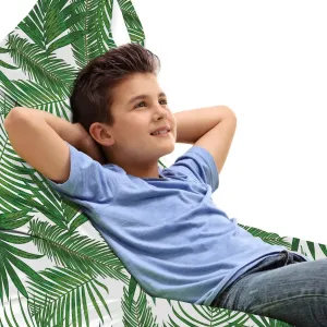 Lunarable Exotic Lounger Chair Bag, Tropical Palm Leaves Areca Sago Howea Forsteriana Foliage Urban Design Pattern, High Capacity Storage with Handle Container, Lounger Size, Green and White
