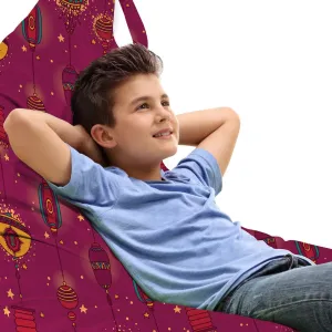 Lunarable Folkloric Lounger Chair Bag, Cultural Inspirations Oriental Party Celebration Art Traditional Design, High Capacity Storage with Handle Container, Lounger Size, Magenta and Yellow