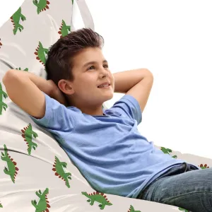 Lunarable Jurassic Lounger Chair Bag, Stegosaurus Dinosaur Prehistoric Herbivorous Reptiles Extinct Animals, High Capacity Storage with Handle Container, Lounger Size, Fern Green Ruby Beige