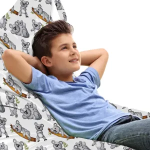 Lunarable Koala Lounger Chair Bag, Bunch of Koalas with Various Stances Dancing Laying Down Sleepingustralia, High Capacity Storage with Handle Container, Lounger Size, Pale Grey Brown