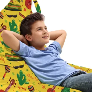 Lunarable Mexican Lounger Chair Bag, Fiesta Party Dancing Patriot Spanish Mexican Travel Destinations Exotic Vacation, High Capacity Storage with Handle Container, Lounger Size, Multicolor