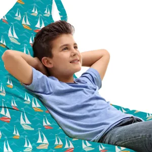 Lunarable Nautical Lounger Chair Bag, Sailboats on The Wavy Sea Maritime Adventure Hobby Fun Journey Travel Pattern, High Capacity Storage with Handle Container, Lounger Size, Multicolor