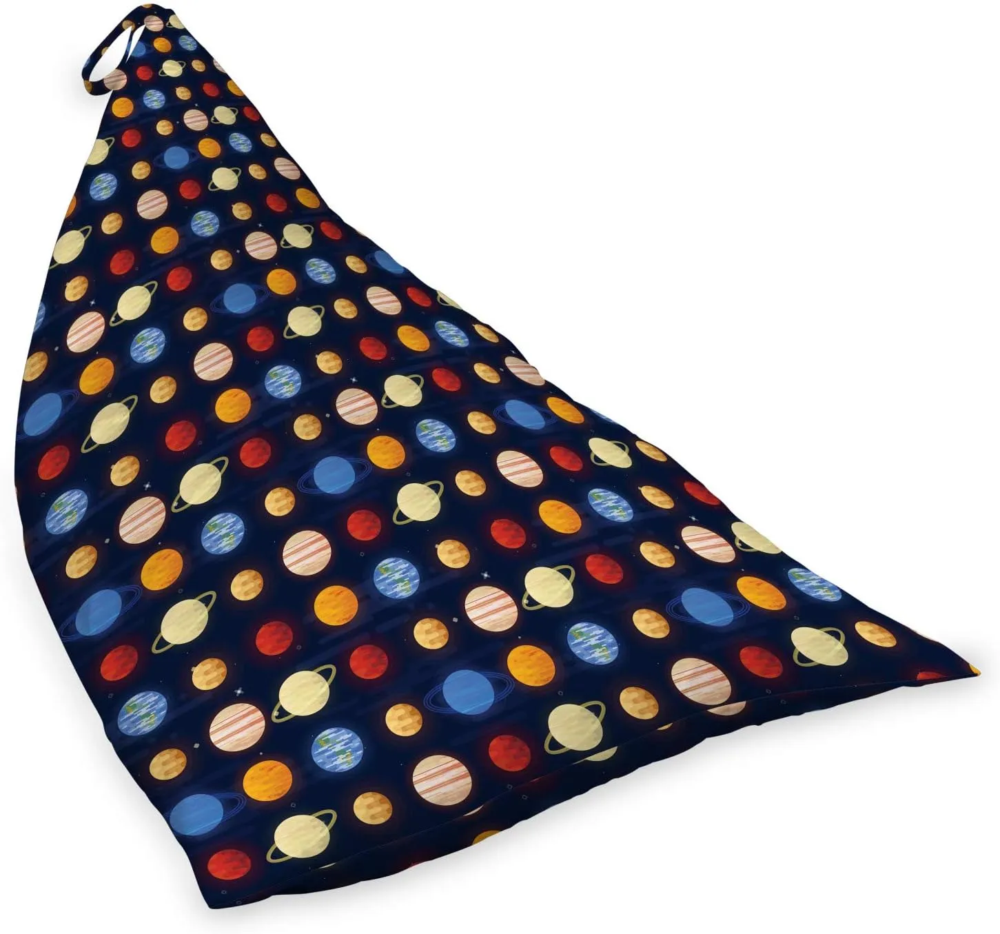 Lunarable Universe Lounger Chair Bag, Planets of Solar System Like Earth Jupiter Saturn Mars and Venus Blurry Look, High Capacity Storage with Handle Container, Lounger Size, Navy Blue