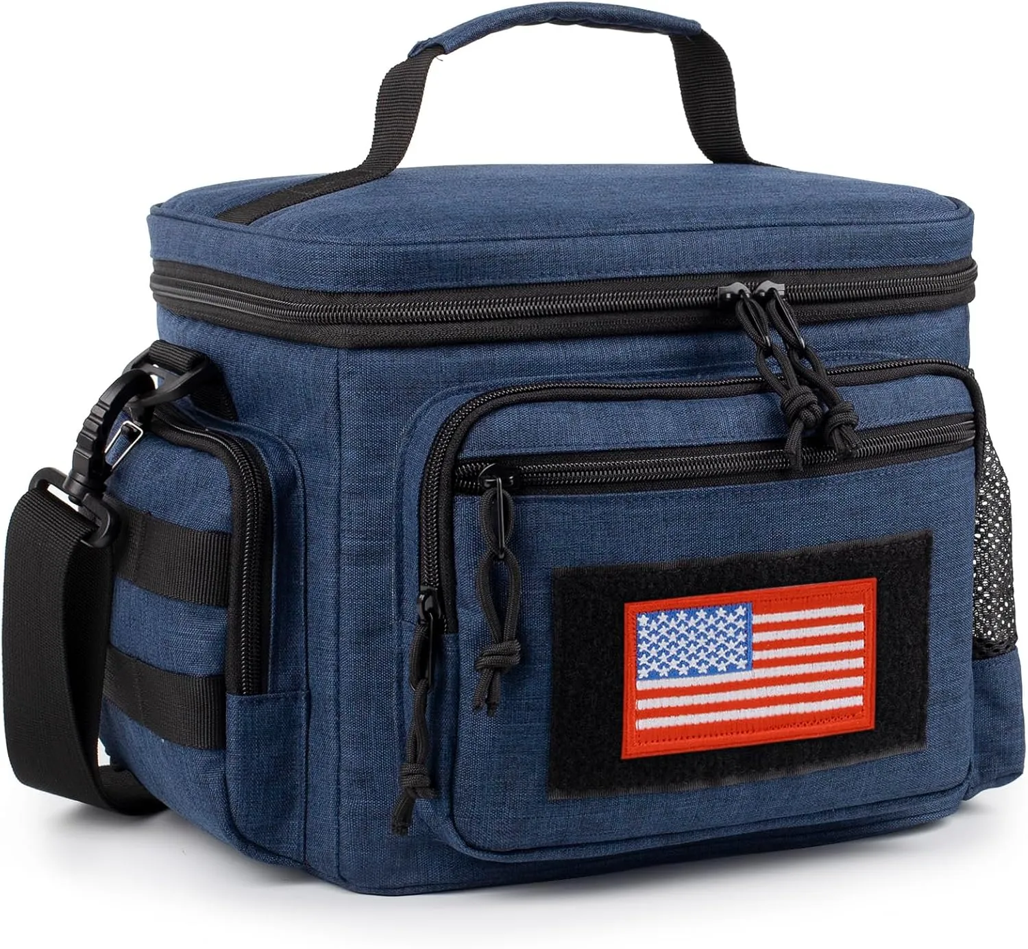 Lunch Box for Men, Tactical Lunch Bag MOLLE Webbing Leakproof Insulated Lunch Cooler Women Adult Meal with Adjustable Shoulder Strap Lunch Pail (Blue)