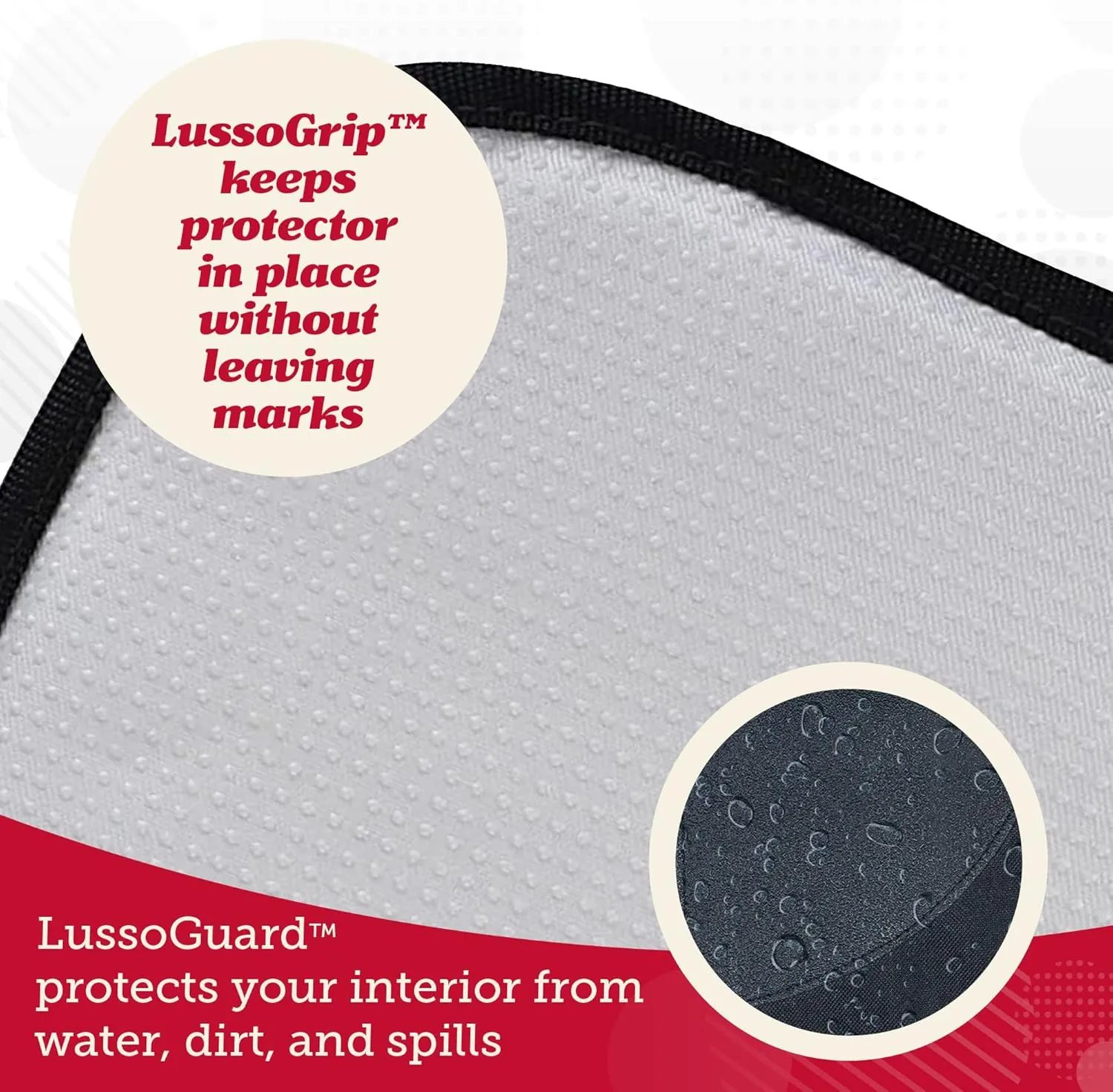 Lusso Gear Car Seat Protector (2-Pack) - Thick Padding, Waterproof - Child Seat Cover with Two Mesh Storage Pockets, Grey Foldable Design