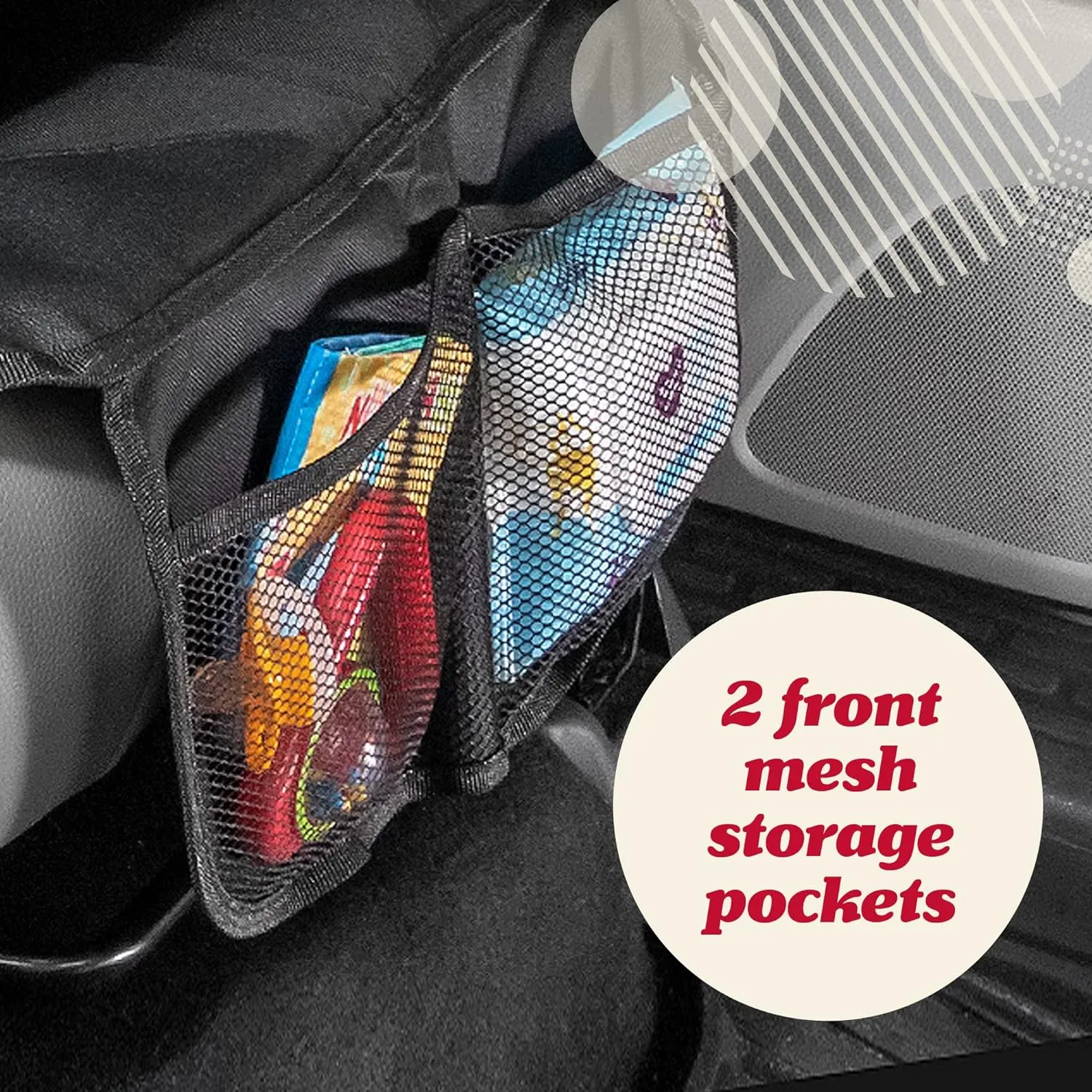 Lusso Gear Car Seat Protector (2-Pack) - Thick Padding, Waterproof - Child Seat Cover with Two Mesh Storage Pockets, Grey Foldable Design