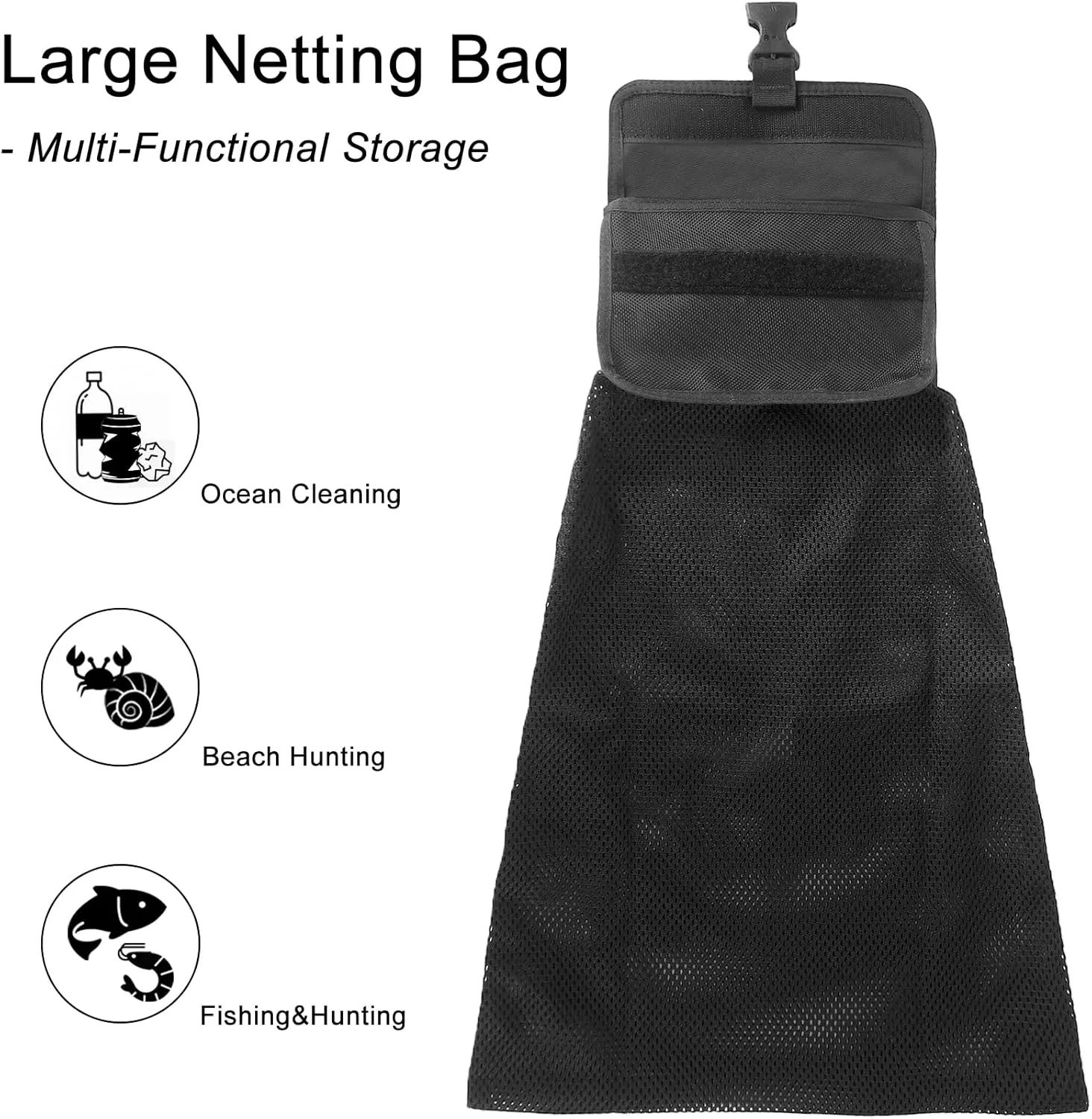 Luwint Diving Waist Bag Scuba Mesh Bag Multi Purposes Storage Bag for Water Sport Scuba Animal Feeding Fishing Hunting Shell Collecting Ocean Cleaning Underwater Trash