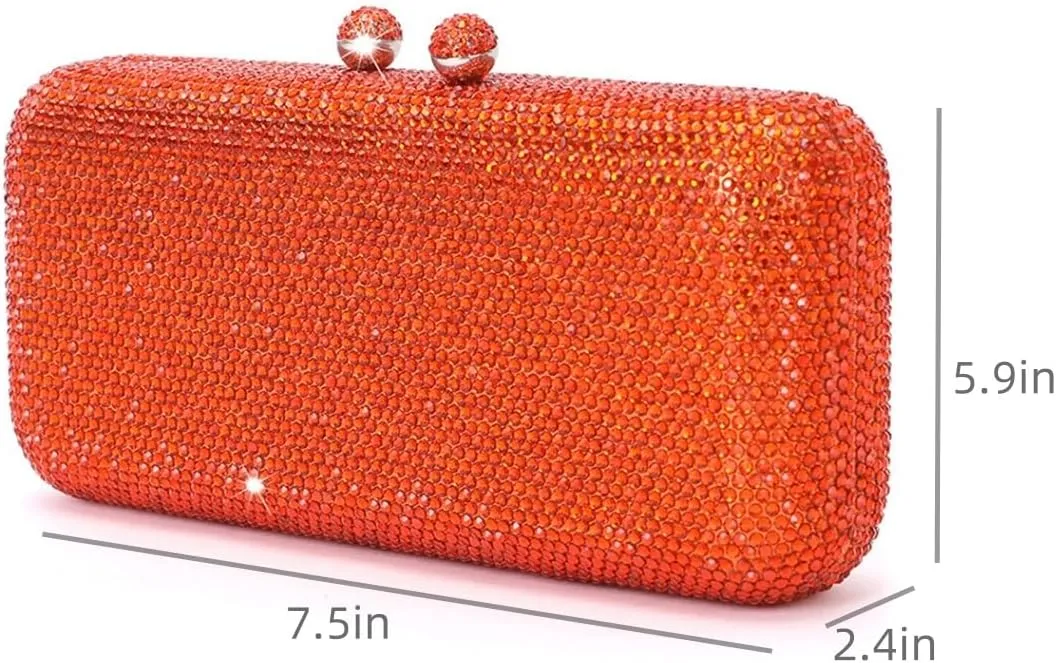 Luxury Crystal Evening Bags Long Rhinestone Box Clutch Diamond Clutch Handbag Formal Party Wedding Bridal Purse