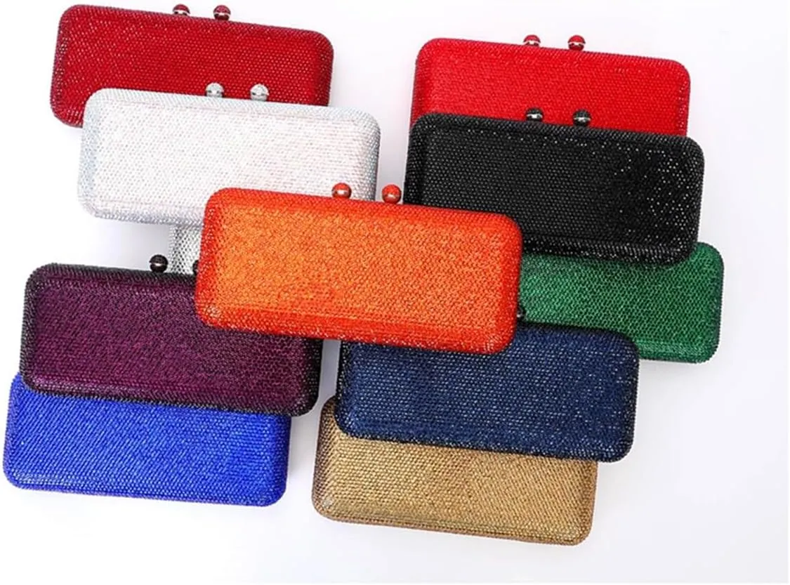 Luxury Crystal Evening Bags Long Rhinestone Box Clutch Diamond Clutch Handbag Formal Party Wedding Bridal Purse