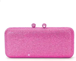 Luxury Crystal Evening Bags Long Rhinestone Box Clutch Diamond Clutch Handbag Formal Party Wedding Bridal Purse