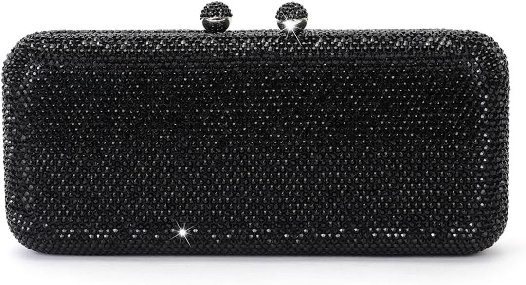 Luxury Crystal Evening Bags Long Rhinestone Box Clutch Diamond Clutch Handbag Formal Party Wedding Bridal Purse