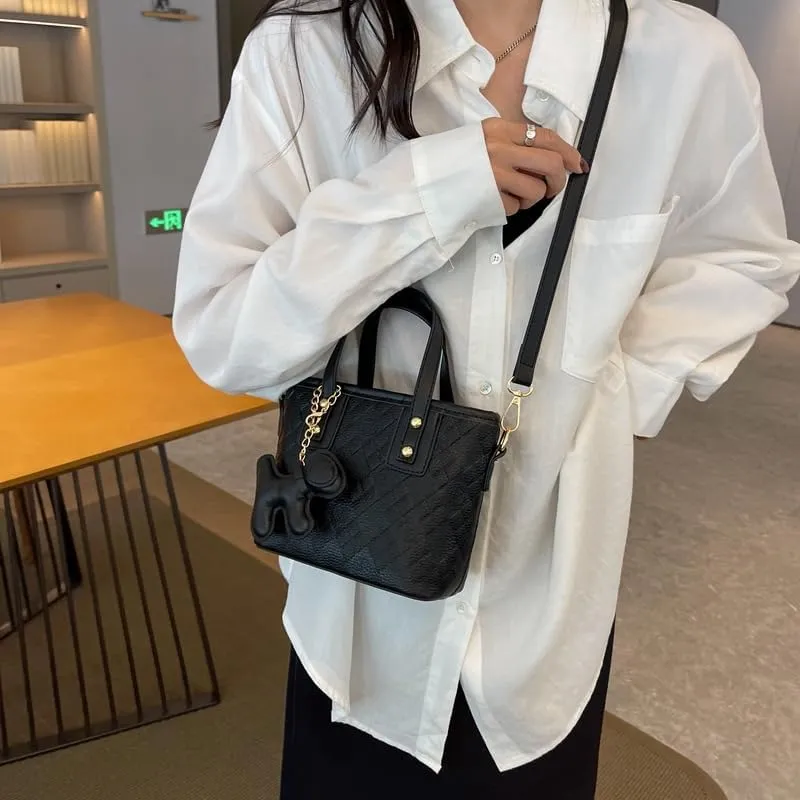 Luxury Geometric Diamond Pattern Small Crossbody Bag for Women |，trendy Textured Bucket Handbag with High-end Appeal