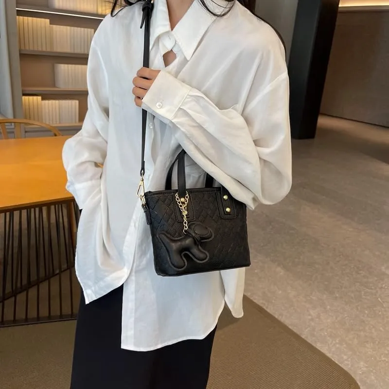 Luxury Geometric Diamond Pattern Small Crossbody Bag for Women |，trendy Textured Bucket Handbag with High-end Appeal