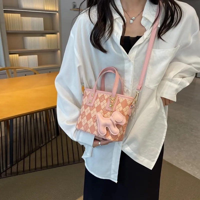 Luxury Geometric Diamond Pattern Small Crossbody Bag for Women |，trendy Textured Bucket Handbag with High-end Appeal