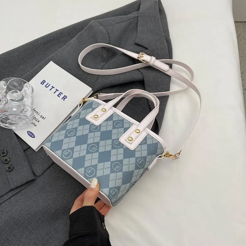 Luxury Geometric Diamond Pattern Small Crossbody Bag for Women |，trendy Textured Bucket Handbag with High-end Appeal