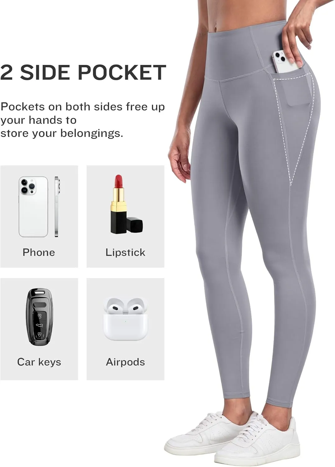 LZYVOO Leggings with Pockets for Women, 6 Packs Soft High Waisted Tummy Control Workout Yoga Pants