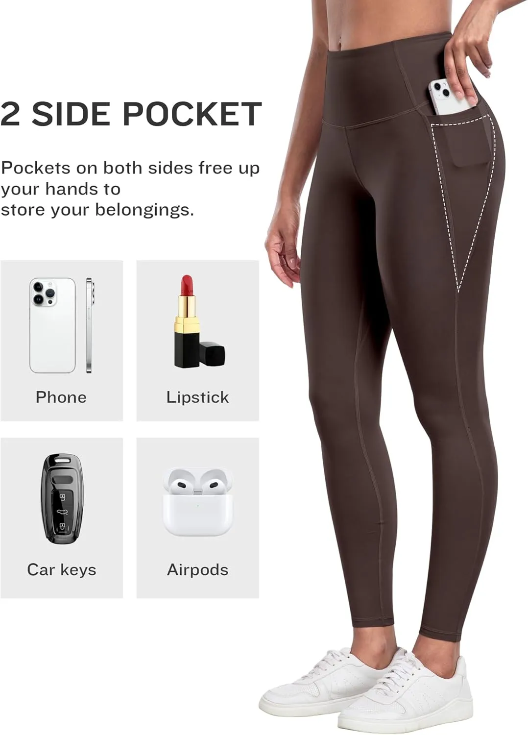 LZYVOO Leggings with Pockets for Women, 6 Packs Soft High Waisted Tummy Control Workout Yoga Pants