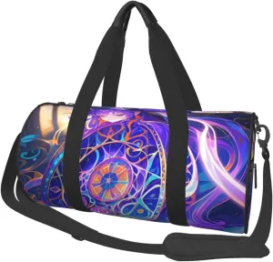 Magical Pattern Print Round Large Capacity Travel Luggage Bags,Men's and Women's Hand-Held Travel Clothing Bags