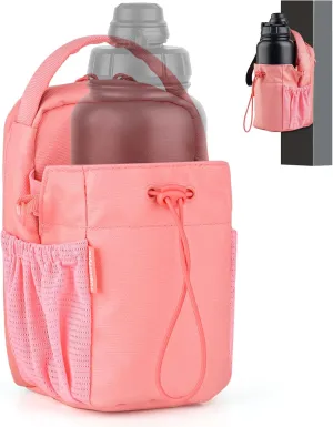 Magnetic Gym Sling Bag with Bottle holder for Men or Women |24 32 40 oz or diameter 3.9" Bottle holder| 6 pound magnetic force | Waterproof zipper | Airtag holder | Key chain (Pink)