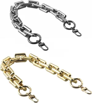 MAHAVIMOKSA 2 Packs Gold & Gun Metal 40cm/15.7" Chunky Acrylic Resin Purse Chain Purse Handles Replacement Strap with Push Clasp Clip Buckle for DIY Craft Purse Bag Making