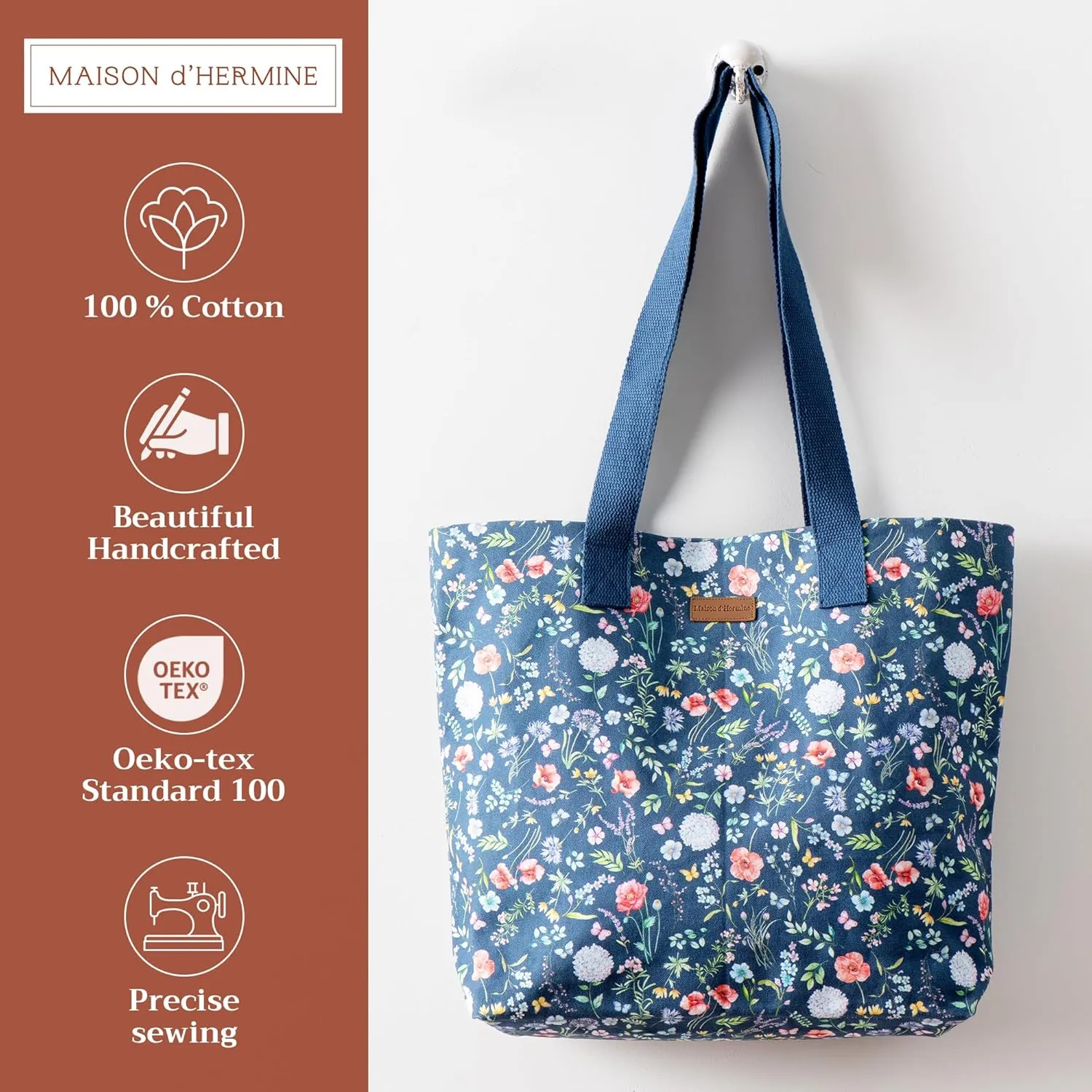 Maison d' Hermine Canvas Tote Bag 100% Cotton Canvas Reusable Shoulder Grocery Bag for Shopping Perfect for Men Women