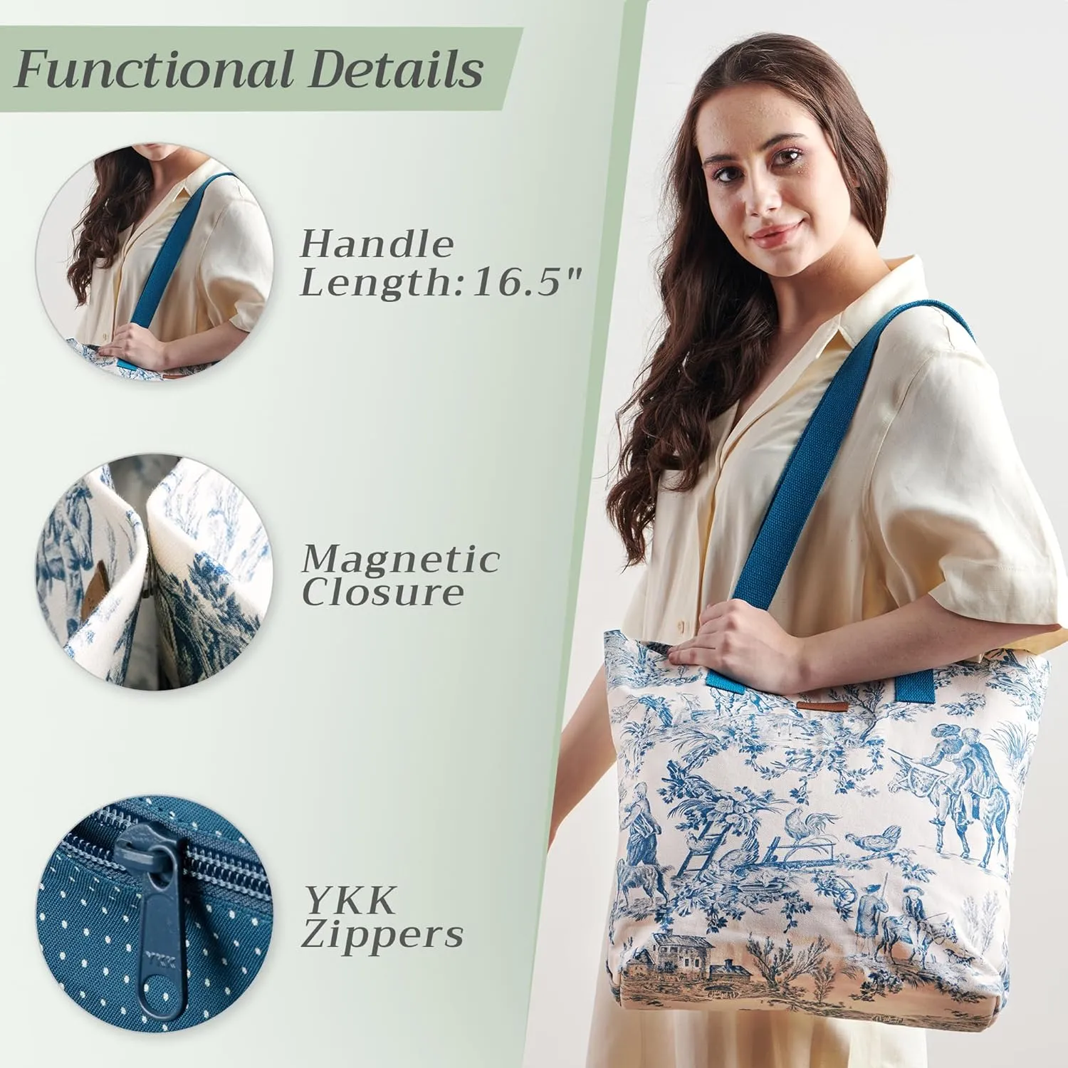 Maison d' Hermine Canvas Tote Bag for Women Cotton Canvas Reusable Shoulder Grocery Bags Bulk with Handle for Shopping Travel