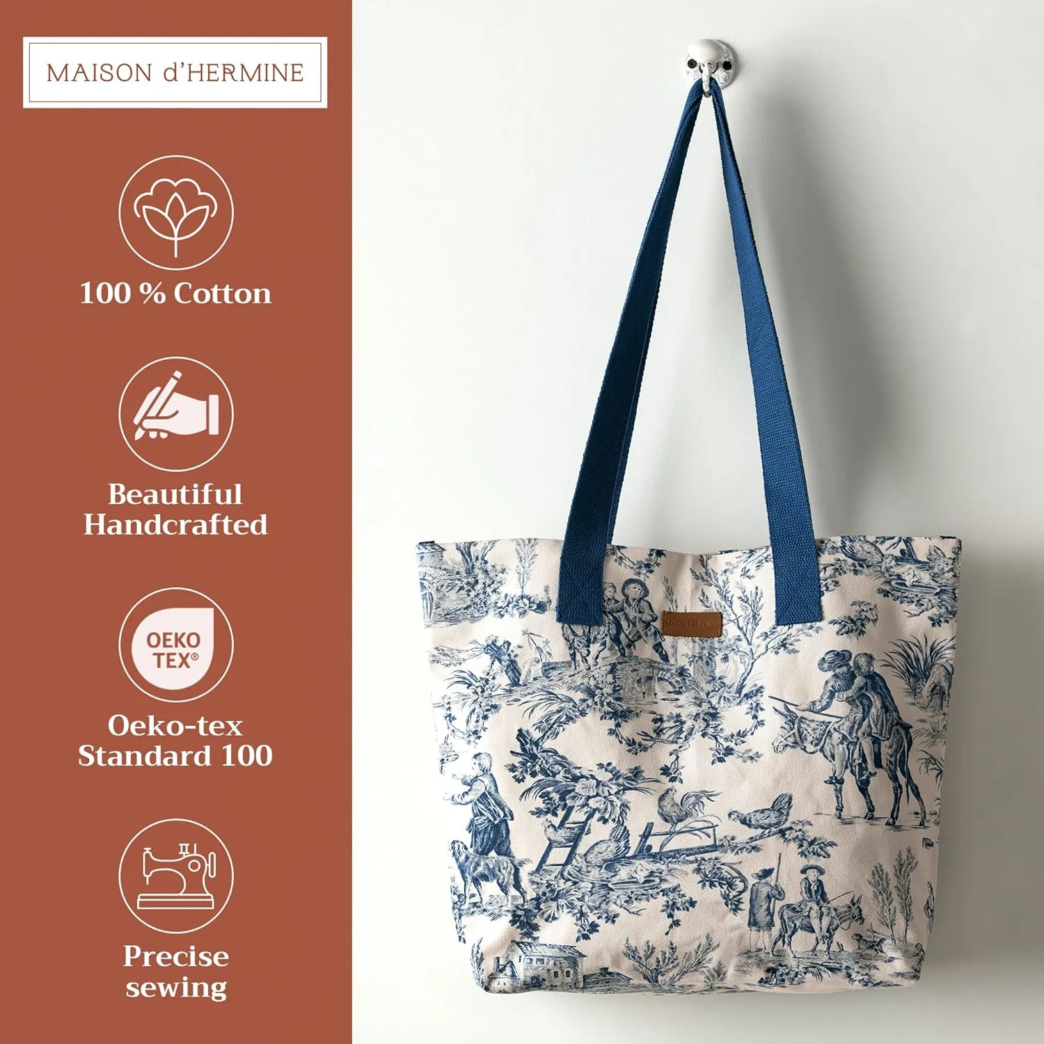 Maison d' Hermine Canvas Tote Bag for Women Cotton Canvas Reusable Shoulder Grocery Bags Bulk with Handle for Shopping Travel