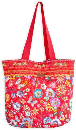 Maison d' Hermine Shopping Bag Cotton Quilted Tote Bag with Zipper Pockets & Small Pouch Grocery Bag for Work Travel Lunch