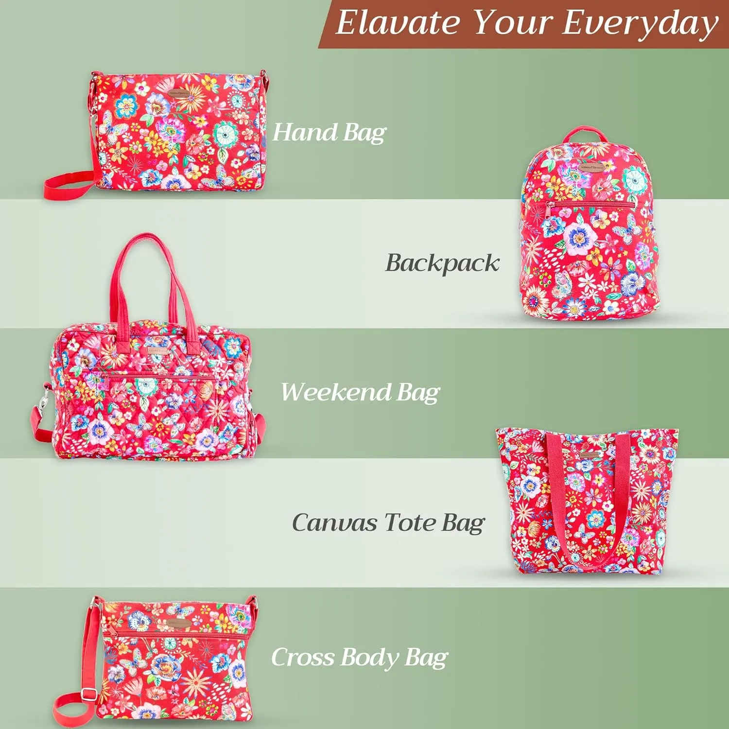 Maison d' Hermine Shopping Bag Cotton Quilted Tote Bag with Zipper Pockets & Small Pouch Grocery Bag for Work Travel Lunch