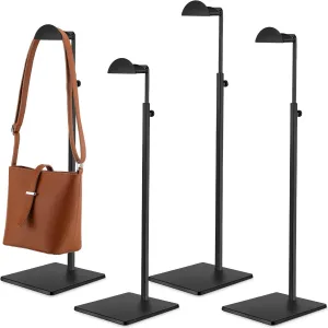 Maitys 4 Pack Purse Display Stands Stainless Steel Adjustable Height Bags Display Holder for Home Store Boutique Counter (Black)