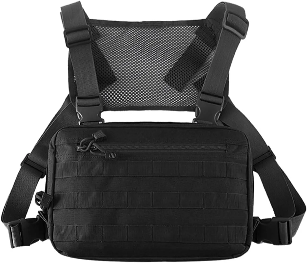 Maizoon Outdoor Tactical Chest Bag with Molle System Small Capacity 8 Liter Adjustable Shoulder Straps Adventure Essentials Ideal for Mountaineering Camping and Hunting Black