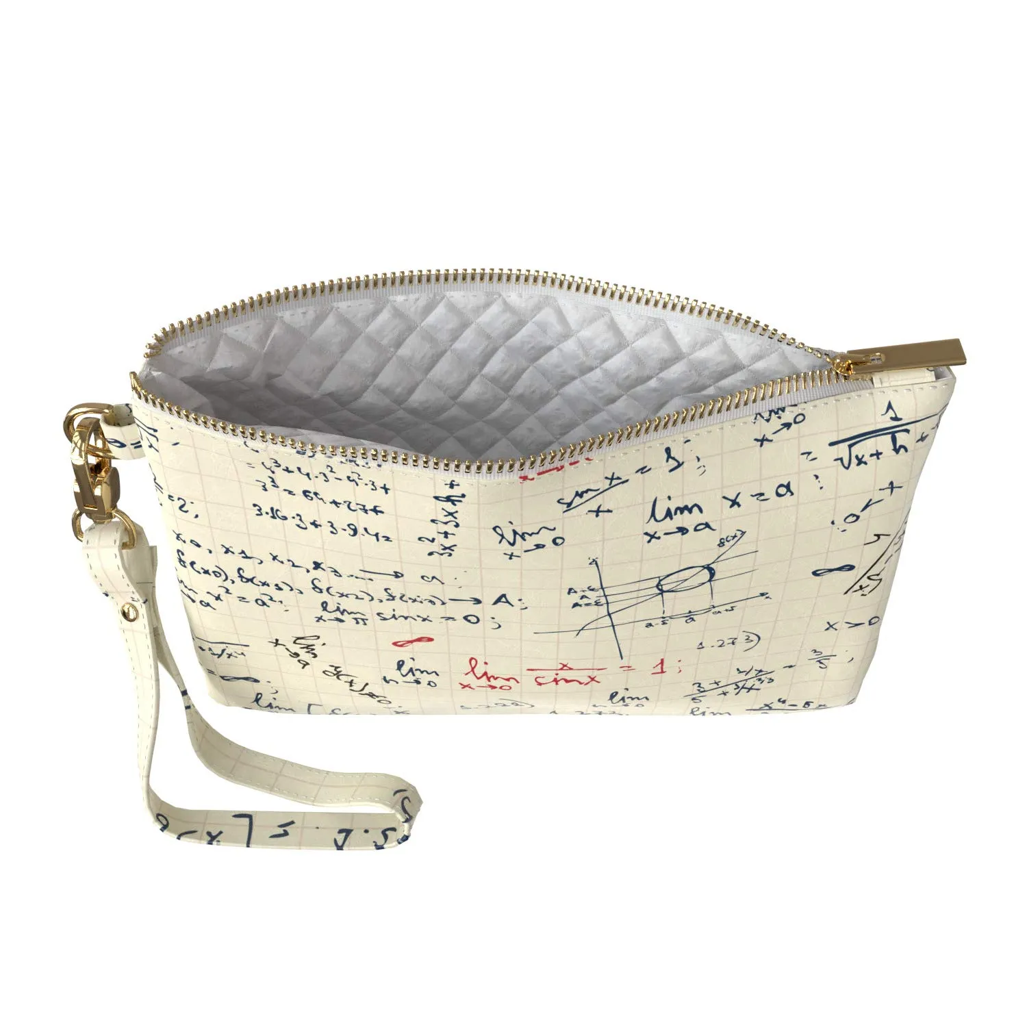 Makeup Bag 9.5 x 6 inch Purse Pouch Pattern Glam Print PU Leather Toiletry Zipper Travel Case Formula Storage Math Nerd Strap Accessories Cosmetic Cute Science Basic Portable Organizer Design