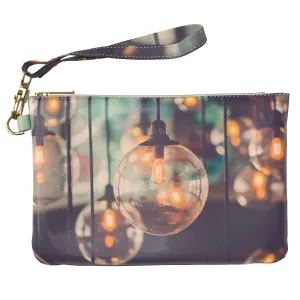Makeup Bag 9.5 x 6 inch Strap Accessories Pattern Light Portable Organizer Design Print PU Leather Toiletry Zipper Travel Case New Cosmetic Unique Purse Pouch Vintage Storage Bulbs Lamp Gentle