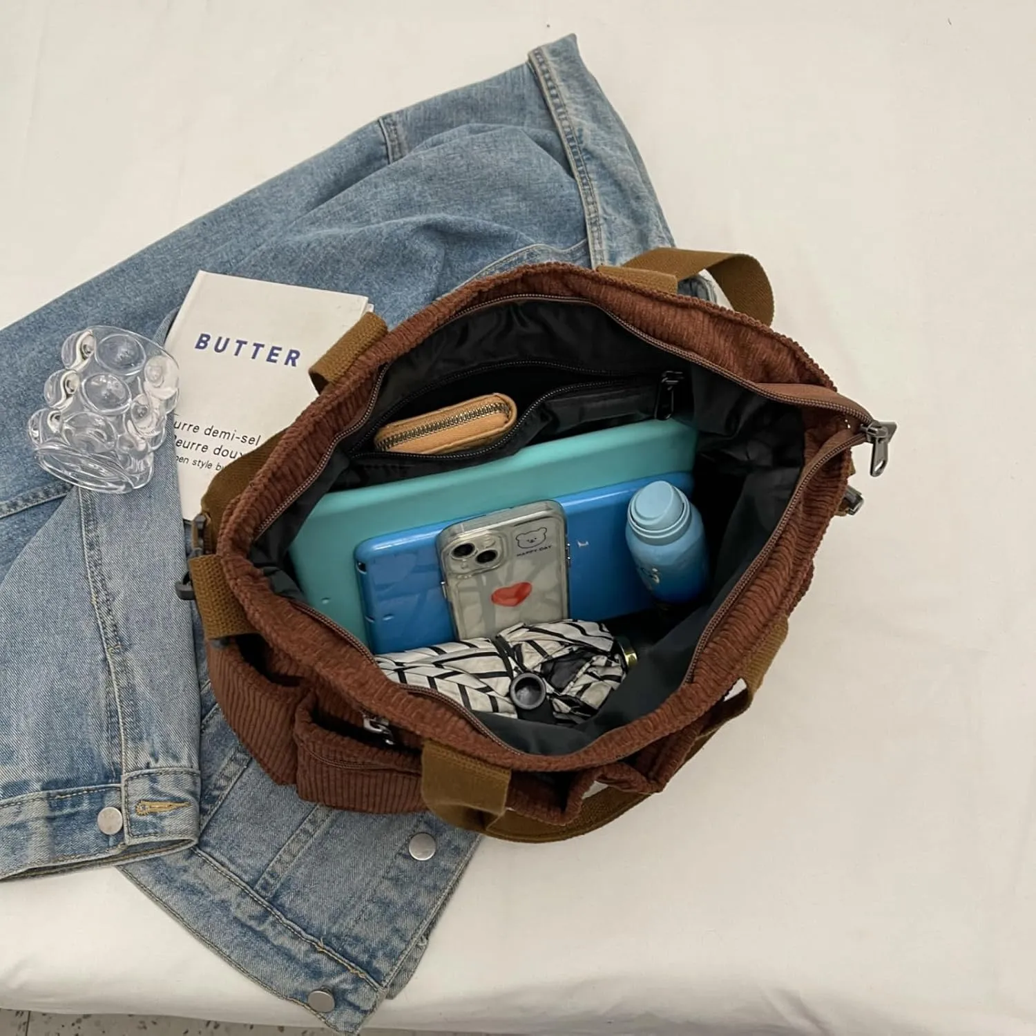 Makukke Tote Bag Women Large Crossbody Bag Stylish Handbag for Women Corduroy/Canvas Hobo Bag Fashion shoulder Bag Purse
