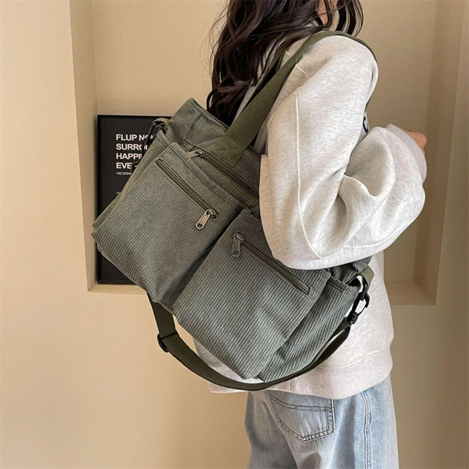 Makukke Tote Bag Women Large Crossbody Bag Stylish Handbag for Women Corduroy/Canvas Hobo Bag Fashion shoulder Bag Purse