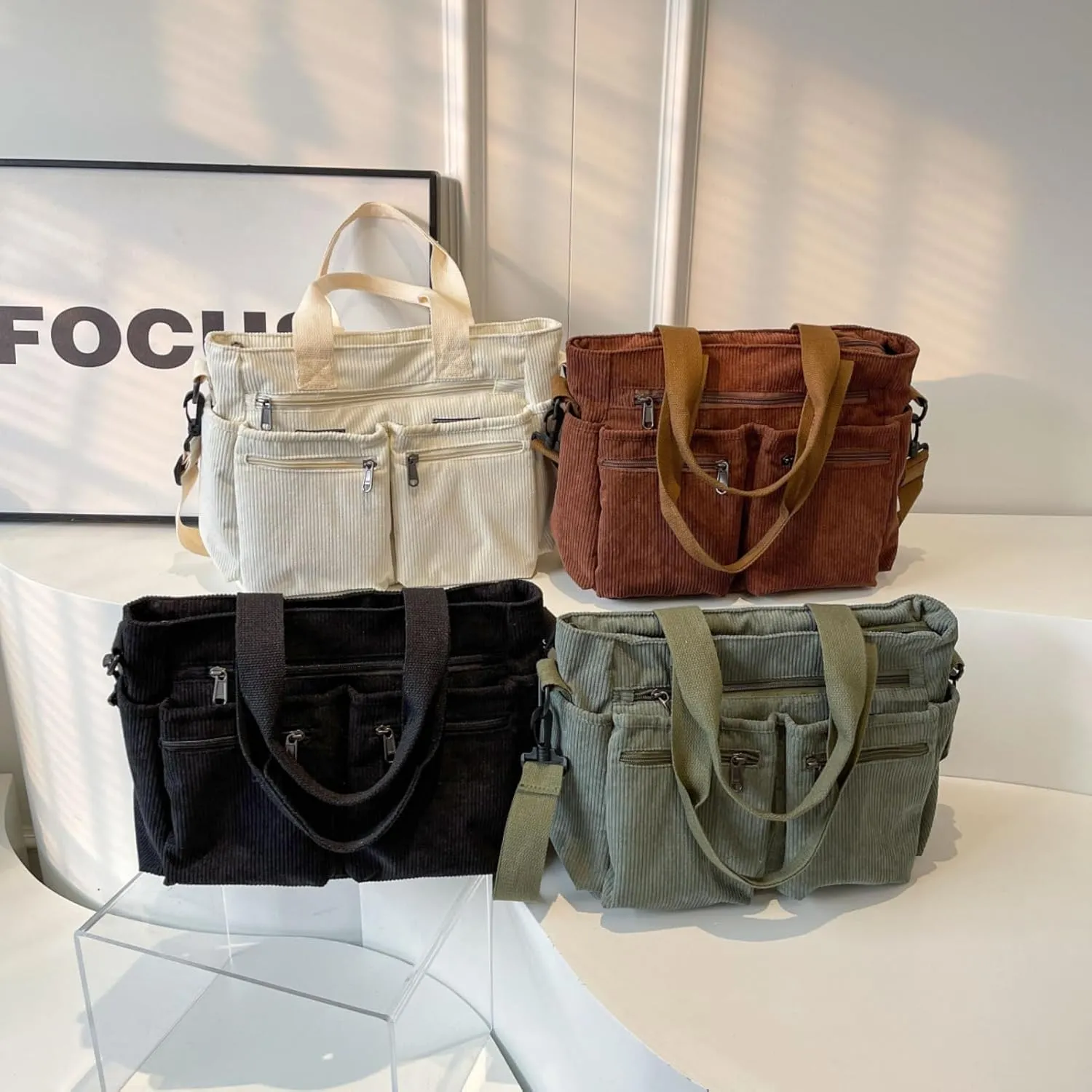 Makukke Tote Bag Women Large Crossbody Bag Stylish Handbag for Women Corduroy/Canvas Hobo Bag Fashion shoulder Bag Purse