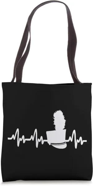 Marching Band Hat EKG Heartbeat Pulse Line Drum Major Gift Tote Bag