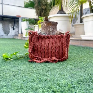 Maresse Handcrafted Rust Macrame Crossbody Bag for Women - Stylish Boho Chic Purse with Braided Strap - Trendy and Eco-Friendly Sling Bag for Everyday Use & Special Occasions - Durable and