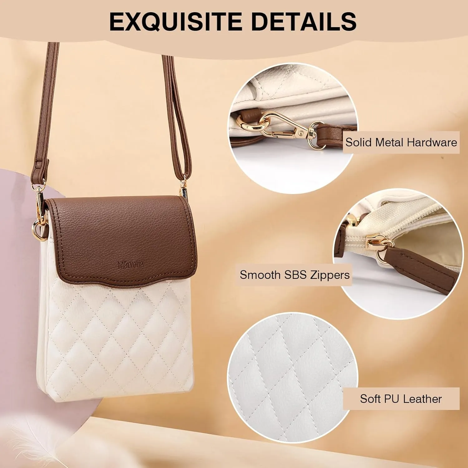 Marvolia Small Crossbody Bags for Women - Vegan Leather Crossbody Phone Purse Mini Cell Phone Bag for Traveling