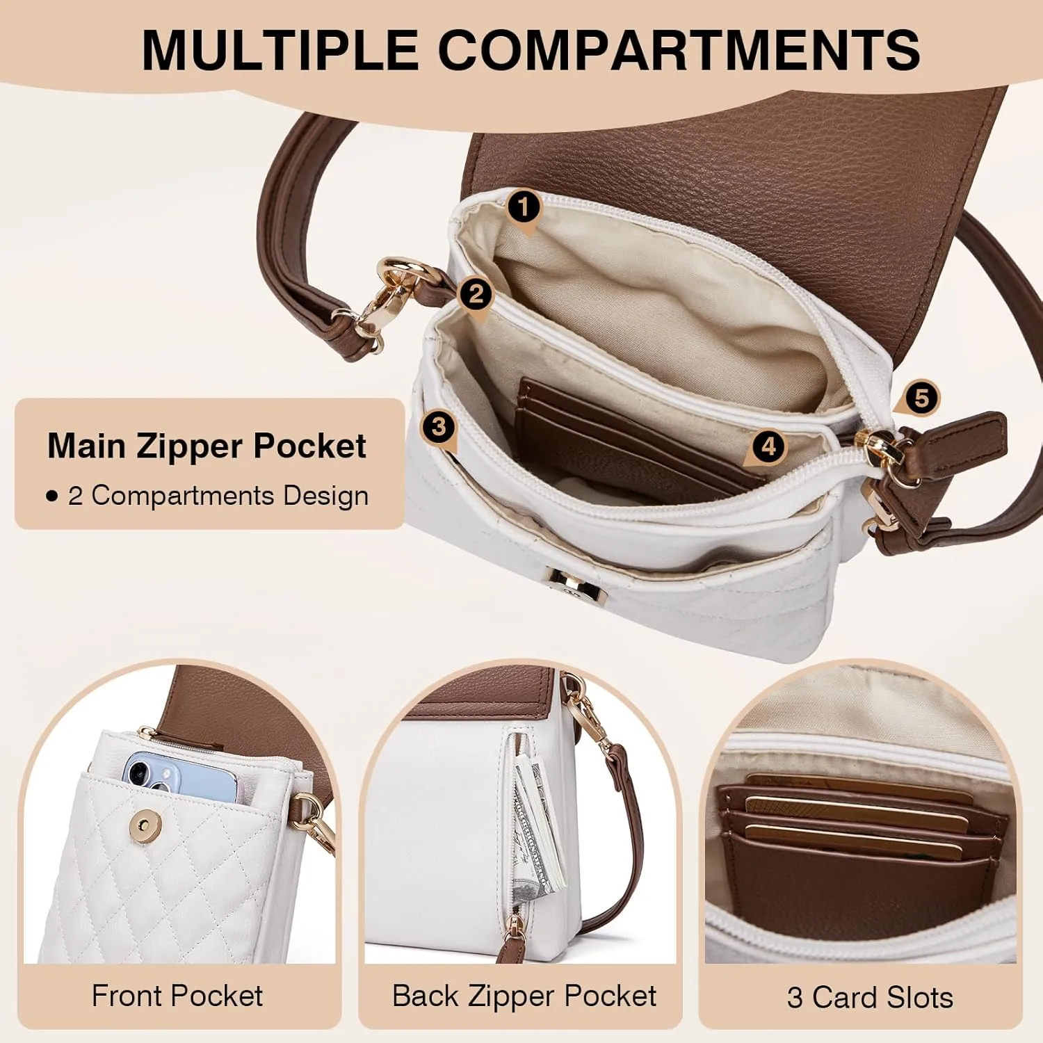 Marvolia Small Crossbody Bags for Women - Vegan Leather Crossbody Phone Purse Mini Cell Phone Bag for Traveling
