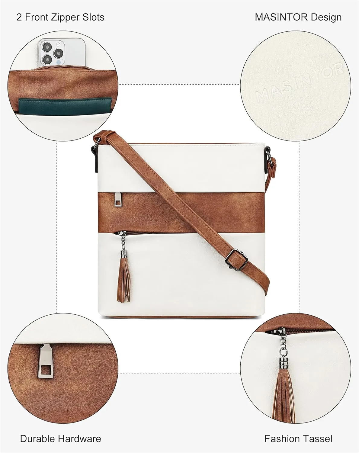 MASINTOR Crossbody Bags For Women, Stylish and Lightweight Shoulder Bag with Large Capacity, Crossbody Purse for Everyday Use
