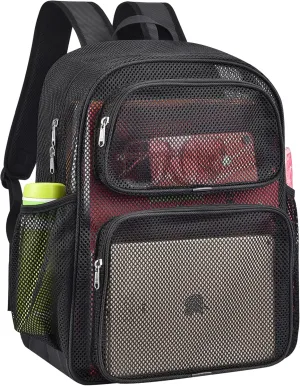MAY TREE Mesh Backpack Heavy Duty Big Mesh Bag Large Capacity for Travel Beach Hiking Outdoor Sports with Paded Strap