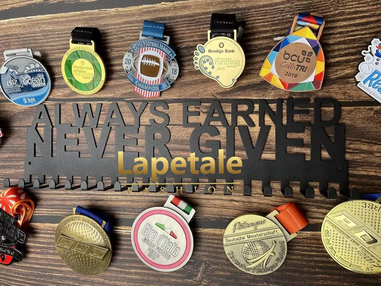 Medal Hanger Display - Personalized Medal Wall Hanger for Sport Race Runner Sturdy Black Steel Metal Over 60 Medals Easy to Install