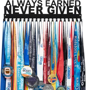 Medal Hanger Display - Personalized Medal Wall Hanger for Sport Race Runner Sturdy Black Steel Metal Over 60 Medals Easy to Install