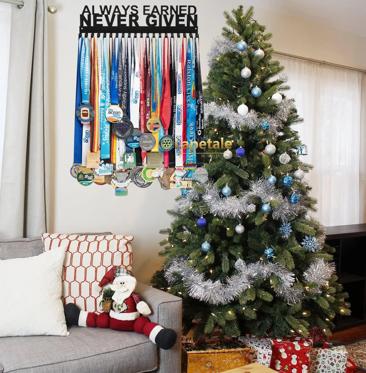 Medal Hanger Display - Personalized Medal Wall Hanger for Sport Race Runner Sturdy Black Steel Metal Over 60 Medals Easy to Install
