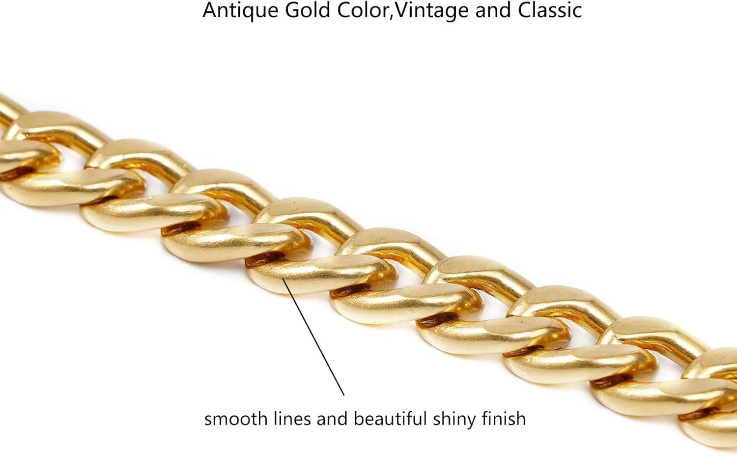 Medium Size Fabulous Metal Shoulder Crossbody Purse Strap Replacement Bag Chain Accessories (48‘’, Antique Gold)