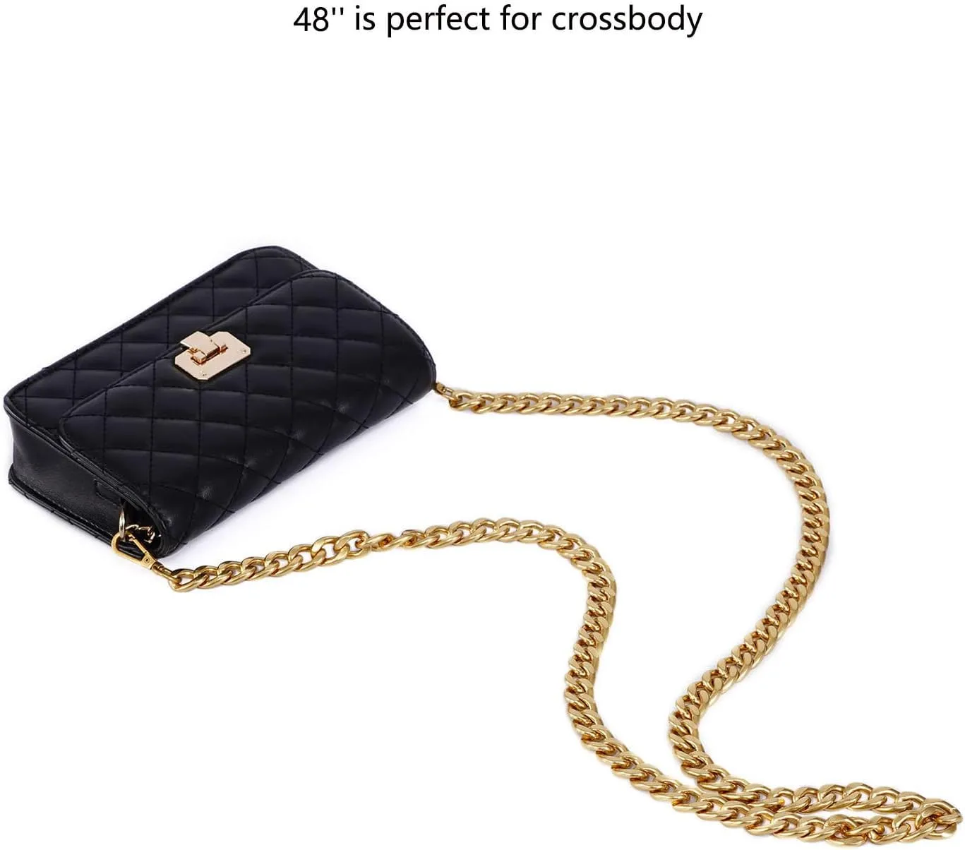 Medium Size Fabulous Metal Shoulder Crossbody Purse Strap Replacement Bag Chain Accessories (48‘’, Antique Gold)