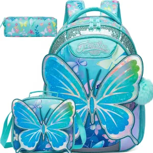 Meetbelify Backpacks for Girls School Bag Cute Girls Backpacks Ages 8-10 with Lunch Box Kids Bookbag Set Travel Backpack for Elementary Students Backpack to School Supplies
